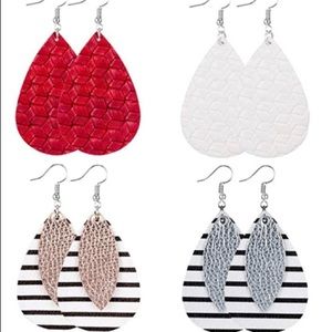 Set of four faux leather earrings